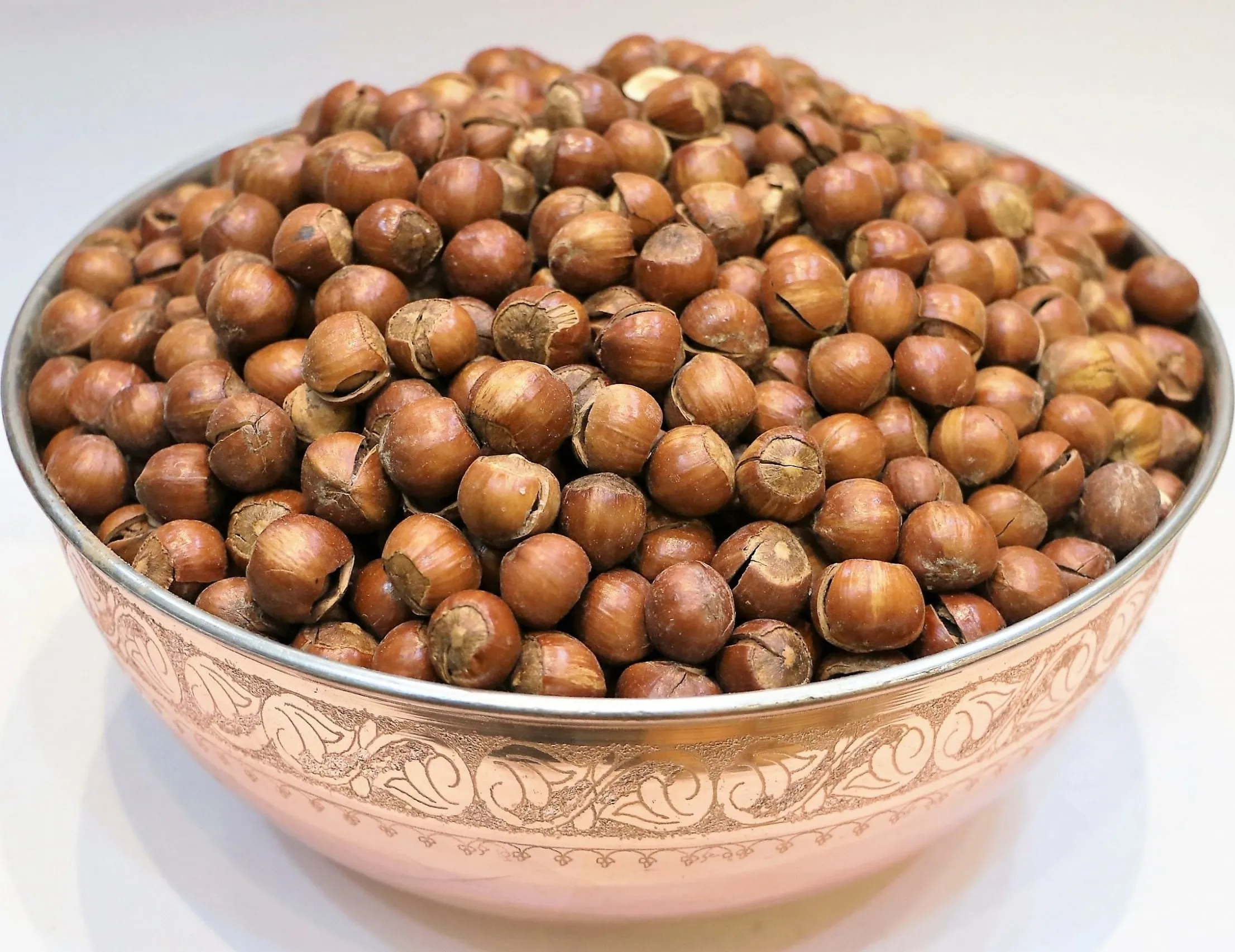 fresh hazelnuts in shell